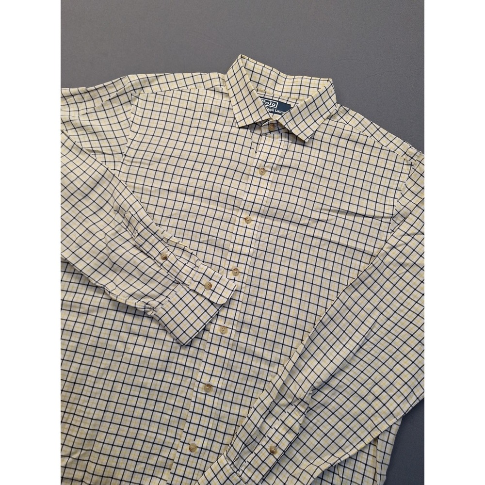 Polo Ralph Lauren Gingham Check Mens Large Yellow Black Preppy Spring Easter